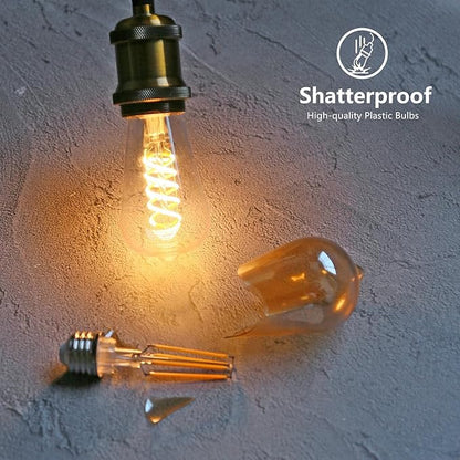 E26 Base Spiral LED Bulb, Soft White 2700K, ST58/ST19 Antique LED Filament Bulbs with 80+ CRI, 600 LM, 6W Equivalent to 60W, Antique Plastic Style for Home, Bedroom, Office, Farmhouse,4 PCS