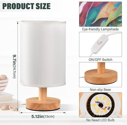 Bedside Lamp Watercolor Dragon Table Lamp for Bedroom LED Nightstand Lamp Shade USB Ports Wood Base for Living Room Dorm Office