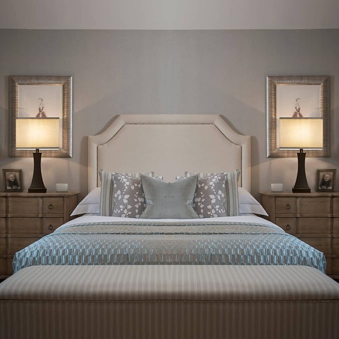 Set of 2 Touch Control Table Lamps 21.6" 3-Way Dimmable Bedside Nightstand Lamp with Type C/USB Charging Port & Outlet Desk Lamp for Living Room Bedroom Office and Hotel Bulb Included