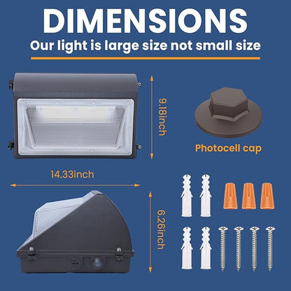 120W LED Wall Pack Light with Photocell 4Pack, 4000/5000/6500K 3CCT, 60/80/100/120W Selectable, Commercial Wall Pack Lights Outdoor LED Wall Lights for Parking Lot Warehouses 100-277V ETL Listed
