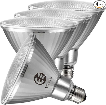 Full-Glass PAR38 LED Flood Light Bulbs Outdoor/Indoor Equivalent 300 Watt, 4000 Lumens Ultra Bright, Dimmable Waterproof 5000K Daylight, 4-Pack