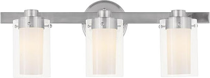 Livex Lighting 1543-91 Manhattan 3-Light Bath Light, Brushed Nickel