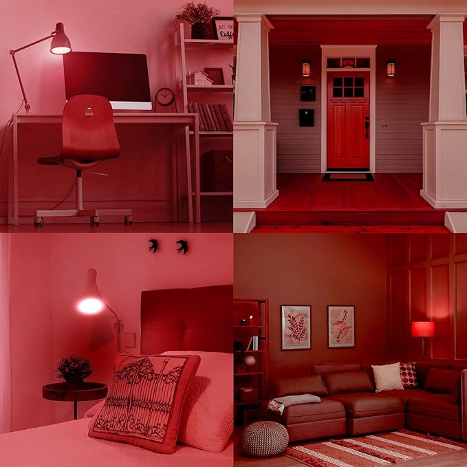 LUXRITE E12 LED Filament Red Light Bulbs, 4.5W (40W Equivalent), Colored Glass Candelabra Bulb, UL Listed, E12 Base, Indoor Outdoor, Porch, Decoration, Party, Holiday, Event, Home Lighting (2 Pack)