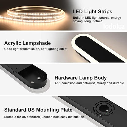 TODOLUZ 2-Pack 40-Inch Long Linear Oudoor Wall Sonce, IP65 Waterproof Modern Wall Light Fixture with Build-in Integrated LED & 5 Color (3000K/3500K/4500K/5000K) for House Front Door Garage