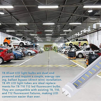 25PCS, T8 T12 4FT LED Type B Light Bulbs, 60W 7500LM 6000K Cold White 3 Rows, T8 Led Bulbs 4 Foot, Dual-end Powered