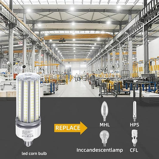 150W LED Corn Light Bulbs 2 Pack, AC110-277V, E26/E39 Base, 21450LM, Cob Bulb 5000K Daylight White Commercial Grade Corn Lights for Warehouse Parking Lots High Bay Street Light