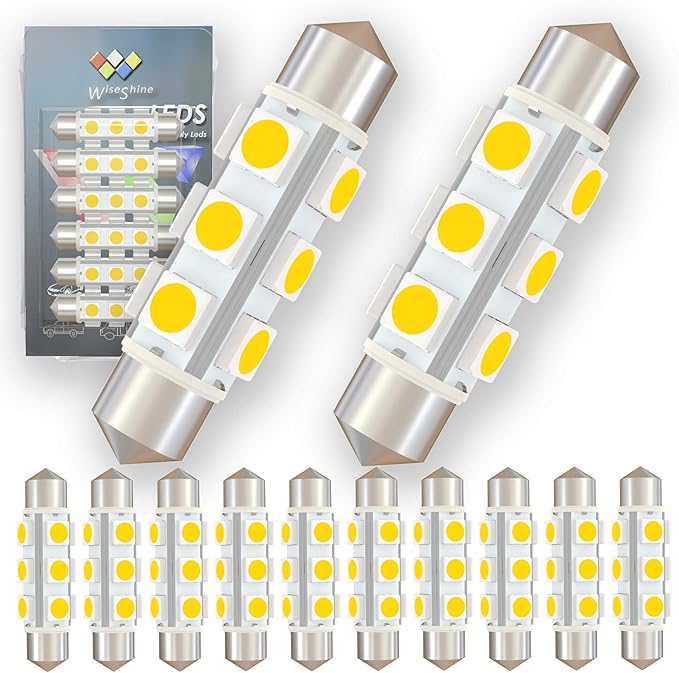 360 deg 44mm DC 12V 561 Led Bulb Natural White,562 567 566 212-2 LED Festoon Bulb for Automotive Interior Reading Map Glove box Lights Non Polarity(Pack 12)