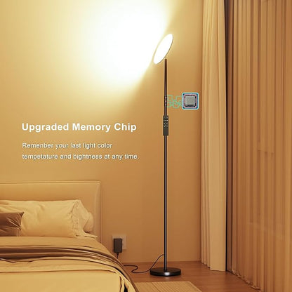 LED Floor Lamp, Bright 36W 3600LM Standing Lamp 350W Equivalent with Remote & Touch Control, Modern Torchiere Floor Lamp with 2700K-6500K Stepless Dimming, 69" Tall Lamp for Living Room Bedroom Office