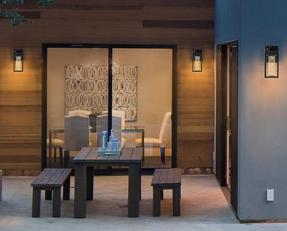 ALOADECOR 1 Light LED Modern Matte Black Dusk to Dawn Sensor Outdoor Wall Lantern Coach Sconces with Seed Glass and Built-in 2 GFCI Outlets Exterior Wall Mount Light for Garden Patio Front Door
