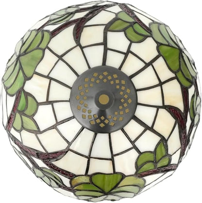 Tiffany Lamp Shade Replacement, 12 Inches Grape Leaves Stained Glass Vintage Handmade Cute Decor Ceiling Light Shade for Table Lamp Pendant Light