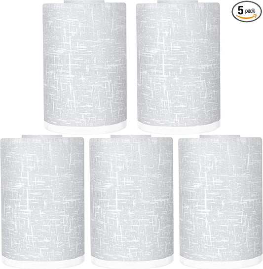 Glass Lamp Shade Replacement Globe & Cover for Light Fixture, 6-1/16" Height 4-1/16" Diameter, 1-5/8 inch Fitter, 5 Pack Frosted White Linen Cylinder Glass Shade