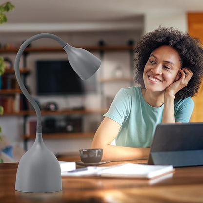 Gooseneck Desk Lamp 360 LED Flexible Reading Light for Small Spaces Home Office Bedroom College Dorm Bookshelf Nightstand Table (Grey)