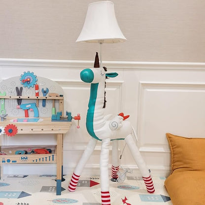 Floor Lamp, Easy-Care Artificial Leather Kids Floor Lamp for Bedroom, 51 Inch Tall White Unicorn Hand-Stitched Design Standing Lamp, Package Come with an E26 LED Bulb (White Unicorn)