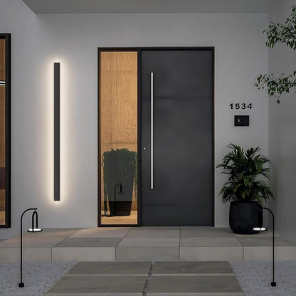 47.25inch Long Outdoor LED Wall Light 4000K Natural Light 35W Black Porch Light Acrylic Waterproof IP65 Exterior Wall Light Fixture for House Patio Porch Courtyard