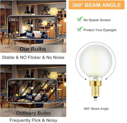 Leools Dimmable g16.5 led Frosted Bulb e12 g16 1/2 led Candelabra Bulb 60w led Edison Bulb 3000K Soft White 600lm ac120v 6w g50 led Globe Bulb for Chandelier,Vanity and Ceiling Fan Light Bulbs 6Pack