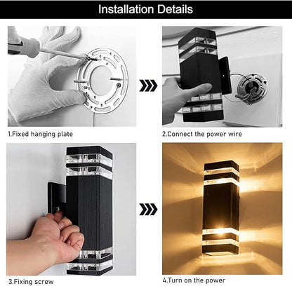 6Pack 12inch LED Square Up&Down Outdoor Wall Lights,4000K Day White 14W Outdoor Wall Light Aluminum Body Waterproof IP65 led Porch Wall Light for House Patio Garage Garden