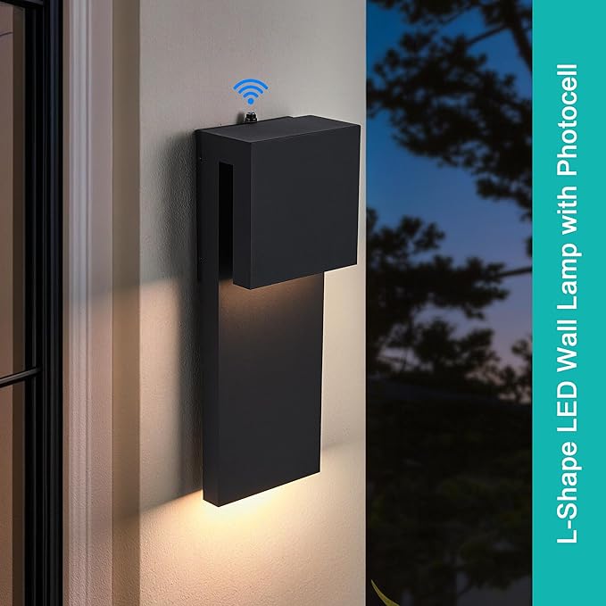 Dusk to Dawn Outdoor Wall Lights 2 Packs,Modern Minimalist Outdoor Fixture Wall Mount,Anti-Rust Sturdy & Sleek Outside Lights for House Porch Garage Patio,3000K 17W Integrated LED