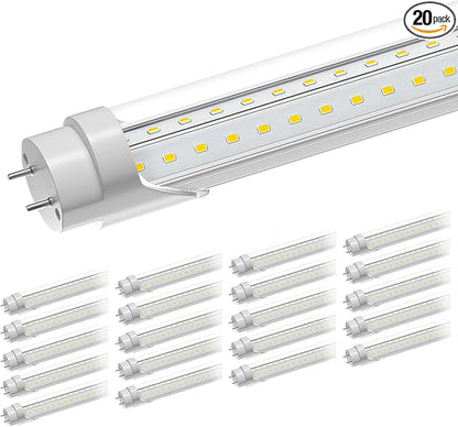 T8 Led Bulbs 4 Foot 6500K 36W 5400LM, Super Bright LED Daylight 4ft Bulb, Fluorescent Light Replacement, T8 4' Led Light Bulbs Ballast Bypass for Workshop Garage Warehouse 20 Pack