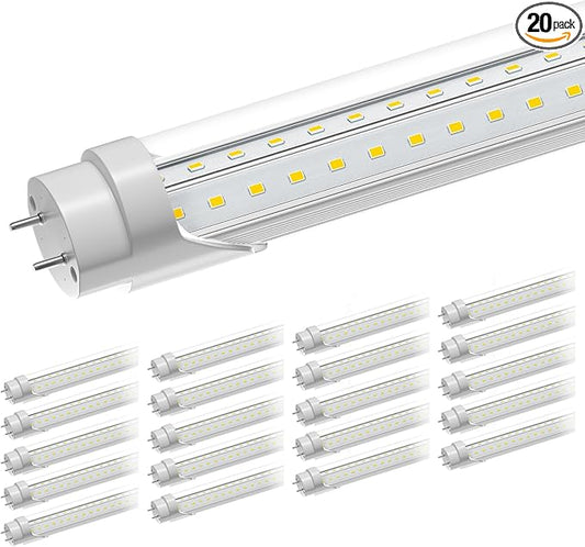 T8 Led Bulbs 4 Foot 6500K 36W 5400LM, Super Bright LED Daylight 4ft Bulb, Fluorescent Light Replacement, T8 4' Led Light Bulbs Ballast Bypass for Workshop Garage Warehouse 20 Pack