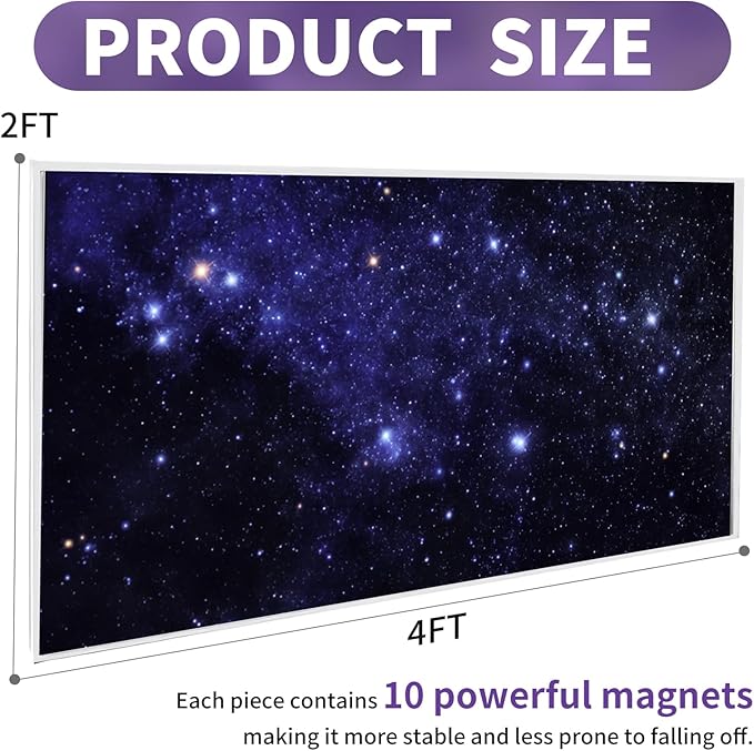 2pcs Fluorescent Light Covers - Light Covers for Ceiling Lights Classroom, Magnetic Light Filters for Office, Hospitals, Home 4 x 2 Feet (starry sky)