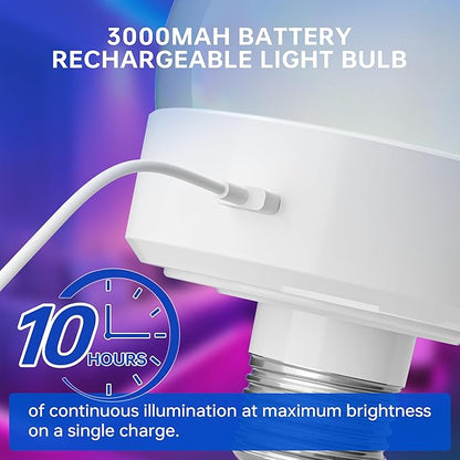RGB Color Changing Light Bulb: Rechargeable Battery Operated E26 LED Bulbs, 3000mAh Wireless Dimmable Puck Lights with Remote Timer Magnetic for Sconce Lamp, 3 Color Temperatures+12 RGB Colors, 6pcs