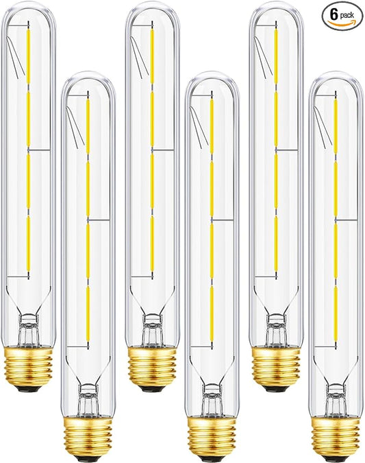 T10 Led Bulbs E26 Dimmable Tubular Bulbs 4W Equal 40 Watt Tube Bulbs 5000K Cool White Long Tubular Edison Light Bulb 8.9 Inch Long for Wall Sconces, Pendant 400lm,6 Pack.