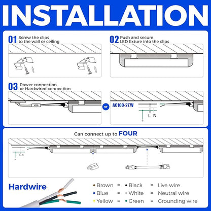 Barrina 8FT LED Shop Lights Fixture, T8 72W 10000lm 5000K, Daylight White, Clear Cover, V Shape,Tube Light, Hight Output, Bulbs for Garage, Warehouse, Plug and Play, 6 Packs