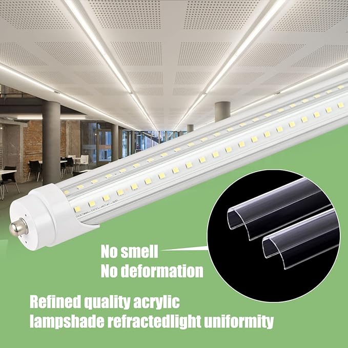 30 Pack 6FT T8 LED Tube Light Bulbs 40W Single pin Fa8 Cap with Ultra Bright Dual-Row LED 6000K Daylight 6 Foot T10 T12 Fluorescent Lamp Replacement for Garage, Shop, Warehouse