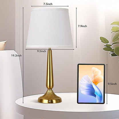 PARTPHONER Cordless Table Lamp, 5000mAh Battery Rechargeable Touch Lamp, 3-Level Brightness Bedside Lamps, Modern Portable Design, Battery Operated Desk Lamp for Patio Camping, Dining, Home, Gold
