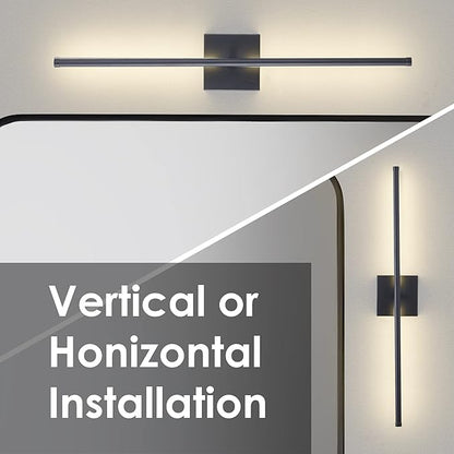Battery Operated Wall Sconces with Remote Control, Dimmable Wall Sconces Set of Two, 350°Rotate, 3000K LED Black Wireless Wall Light for Living Room, Hallway, Bedroom, 24.4 Inch (2 Pack)