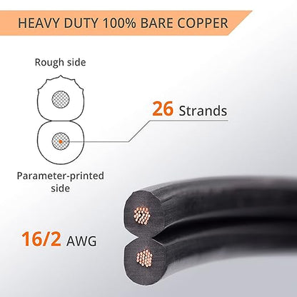 Wirefy 16/2 Low Voltage Landscape Wire 250 ft | Low Voltage Landscape Lighting Wire | Pure Copper | Outdoor Direct Burial | 16-Gauge 2-Conductor 250 Feet | UL Listed