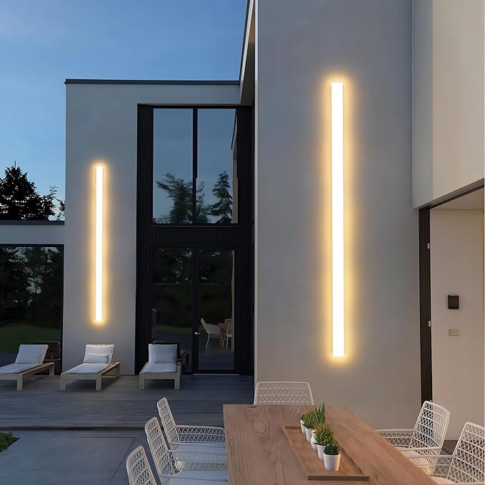 2 Pack 47.25inch Long Outdoor White Wall Lights 35W 3000K Modern Porch Lights Acrylic Waterproof IP65 Exterior Wall Light Fixtures for House Patio Porch Courtyard (White)