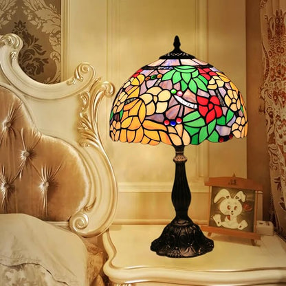 Tiffany Table Lamp for Living Room,Camellia Flower Stained Glass Lamp Shades for Bedside Nightstand Table LampsW/LED Bulb,12X12X19 Inch Tall Home Office Reading Dining Room Desk Lamps