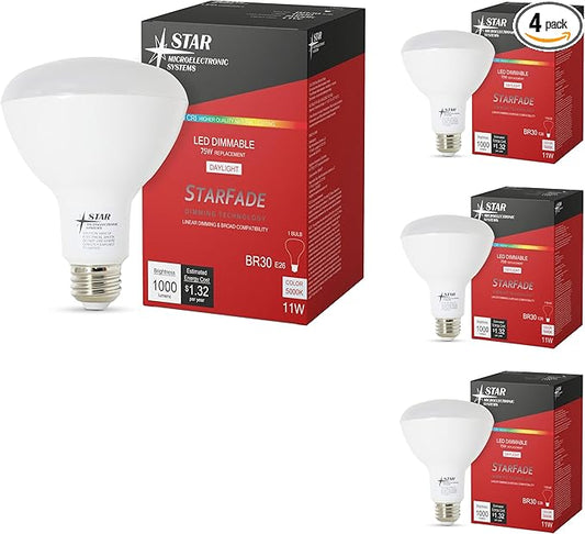 LED Light Bulb Dimmable Broad Compatibility 90 CRI 1000 Lumens 5000K 22,000Hrs BR30 (4 Pack)