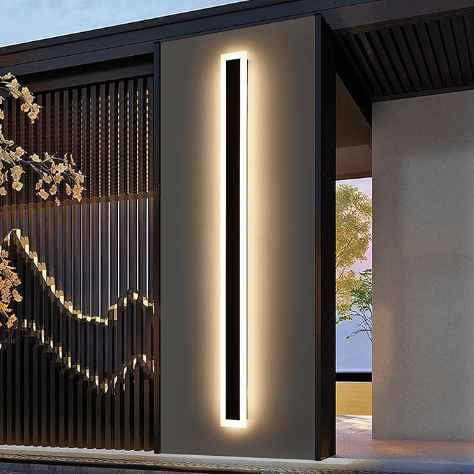Mikeru 2Pack 71inch Modern Outdoor Exterior Wall Light, 3000k/4500k/6000k 3 Colors Switchable Large Outdoor Fixture Wall Mount, Ip65 Waterproof Modern Long Porch Light, Hardwired (Width: 5.5inch)