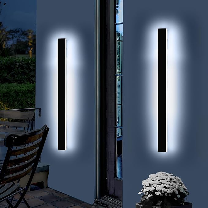 Mikeru 47.2inch Long LED Wall Light, 3000k/4500k/6000k Three Colors Switchable Modern Exterior Wall Sconces Acrylic Invisible Outdoor Lights for Porch Modern Outdoor Wall Mount Lighting for House