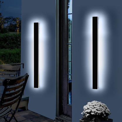 Mikeru 47.2inch Long LED Wall Light, 3000k/4500k/6000k Three Colors Switchable Modern Exterior Wall Sconces Acrylic Invisible Outdoor Lights for Porch Modern Outdoor Wall Mount Lighting for House