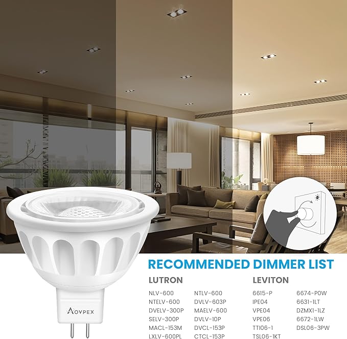 Dimmable MR16 LED Bulbs 50W Halogen Equivalent Landscape Light Bulbs, 5000K Daylight White 5W GU5.3 MR16 12V Spotlight Bulb, 40° Beam Angle for Landscape, Recessed, Track Lighting 6 Pack