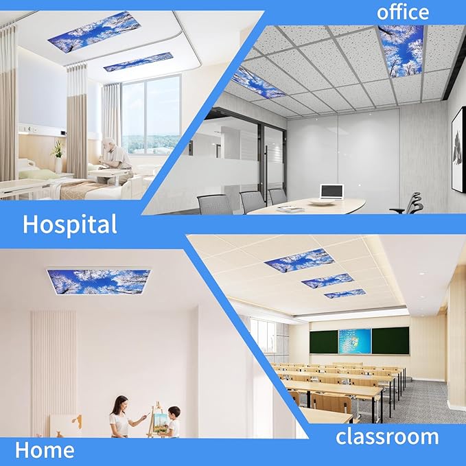 2pcs Fluorescent Light Covers - Light Covers for Ceiling Lights Classroom, Magnetic Light Filters for Office, Hospitals, Home 4 x 2 Feet (winter)