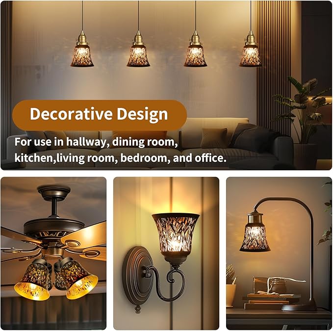 Pendant Light Shades, 4 Pack Ceiling Fan Light Shade Replacements with 1-5/8" Fitter, ALUCSET 4.72" Height and 4-3/4" Diameter, Metal Bell Shaped Cover for Chandelier Pendant Light Wall Sconces