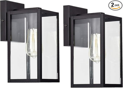MICSIU 2 Pack Outdoor Light Fixture, Black Exterior Sconce Light with E26 Base Socket, 11 Inch Outside Wall Mount Lights for House, Yard, Shop, Doorway, Pathway, Balcony