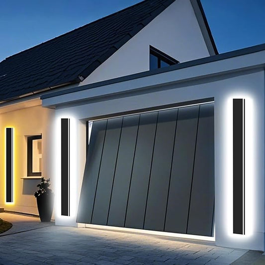 4.33in Wide Modern Outdoor Wall Light,2pcs 79in Exterior Wall Lights, Dimmable Outdoor Light Fixture IP65 Waterproof, Modern Long LED Sconce Lighting for Garage Front Door Porch