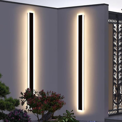 Upgrade Widened 2 Pack 71inch Long Outdoor Wall Light, Dimmable 3000K-6000K, Modern Exterior Wall Sconces, IP65 Waterproof, 60W, Black LED Wall Mount Light for House, Yard, Garden with Remote Control