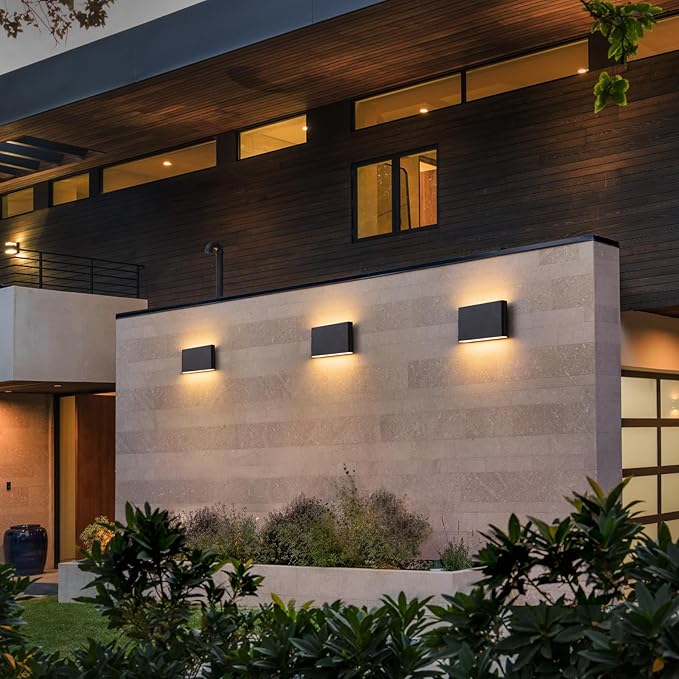 Modern Outdoor Wall Sconce Black LED Outdoor Wall Light Fixtures 5.5" Up and Down Exterior Lighting Fixtures for House Porch Front Door Garage Yard Patio