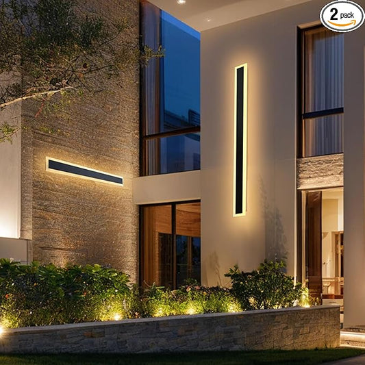 VEVOR Outdoor Wall Lights, 2 Pack, 39.4 Inch Long Strip Modern Exterior Wall Sconce Light Fixtures, 3000K Warm White, IP65 Waterproof Anti-Rust Outside Wall Mount Lighting, for House, Porch, Garage