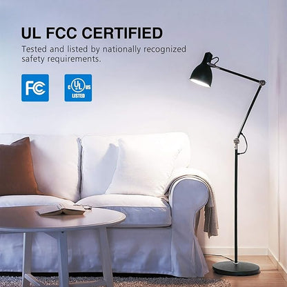 Neporal Full Spectrum Light Bulb, 6000K UV-Free Daylight Sunlight Light Bulbs, 9W (60W Equivalent) LED CRI 90, Flicker-Free, 30,000 Hrs Lifespan, E26/E27 Natural Light Bulb for Home & Office - 6PK