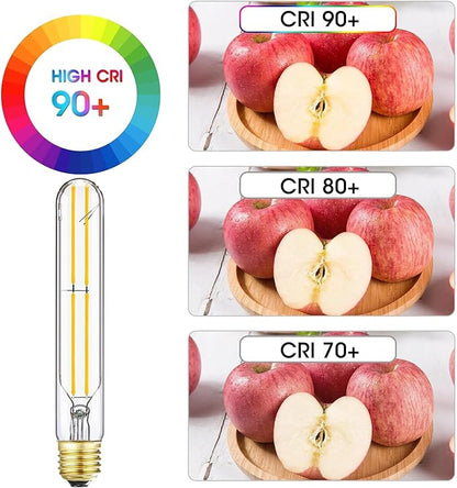 T10 Led Tubular Bulb,60 Watt Incandescent Bulb,6W T10 Dimmable Edison Led Long,3000K Soft White,600lm,E26 Medium Base Lamp,7.3in,4-Pack