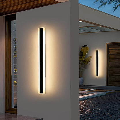 Mikeru 2Pack 47inch Outdoor Wall Light Fixtures, 3000/4500/6000K 3 Color Modern Black Linear Wall Lights Front Porch Light Wall Mounted Led Lighting for Basement, Shop,Garage Non-Dimmable