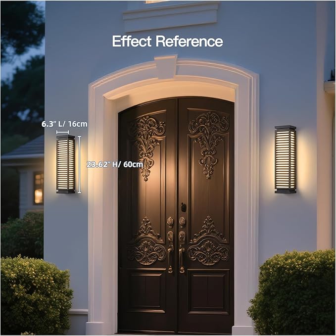 23.6" Outdoor Wall Lights, Hard Wired Front Porch Light, Waterproof Exterior Lighting Fixtures, 3000K Modern Patio Wall Light Fixture, Outdoor Sconce for House Outside Exterior Entrance Patio
