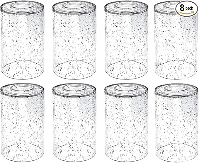 8 Pack Bubble Glass Lamp Shade,Glass Shade Covers Replacements for Light Fixtures，Cylinder Globe Glass Shades Covers for Pendant Lights Chandeliers Wall Sconces Bath Vanity Lights